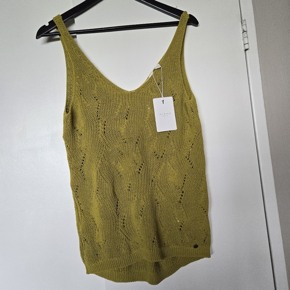 Ted Baker Women top mustard-yellow knit  tank top. - Picture 4 of 9